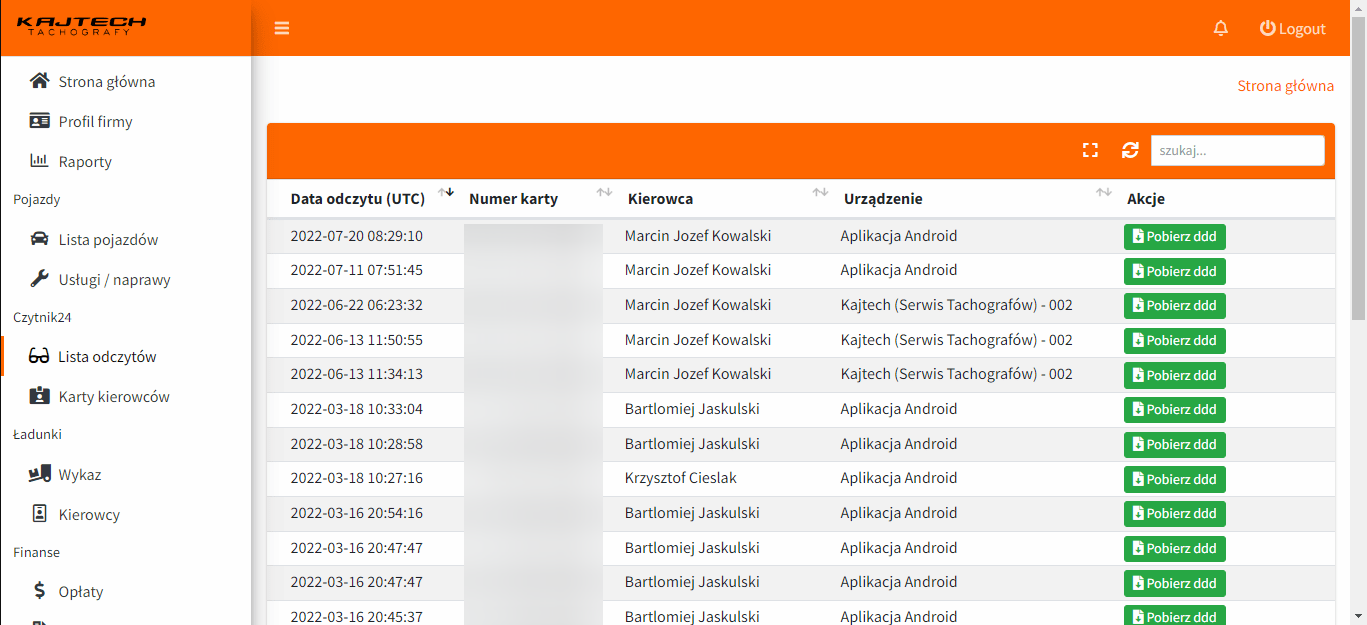 Kajtech lista odczytów Kajtech lista odczytów